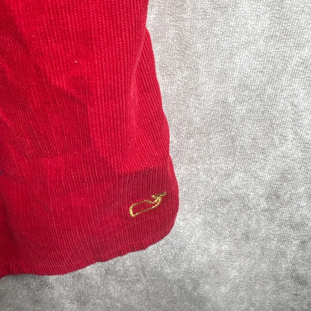 Vineyard Vines Dress Girl M 12-14 Red Corduroy Bow Smocked Tiered Preppy Holiday